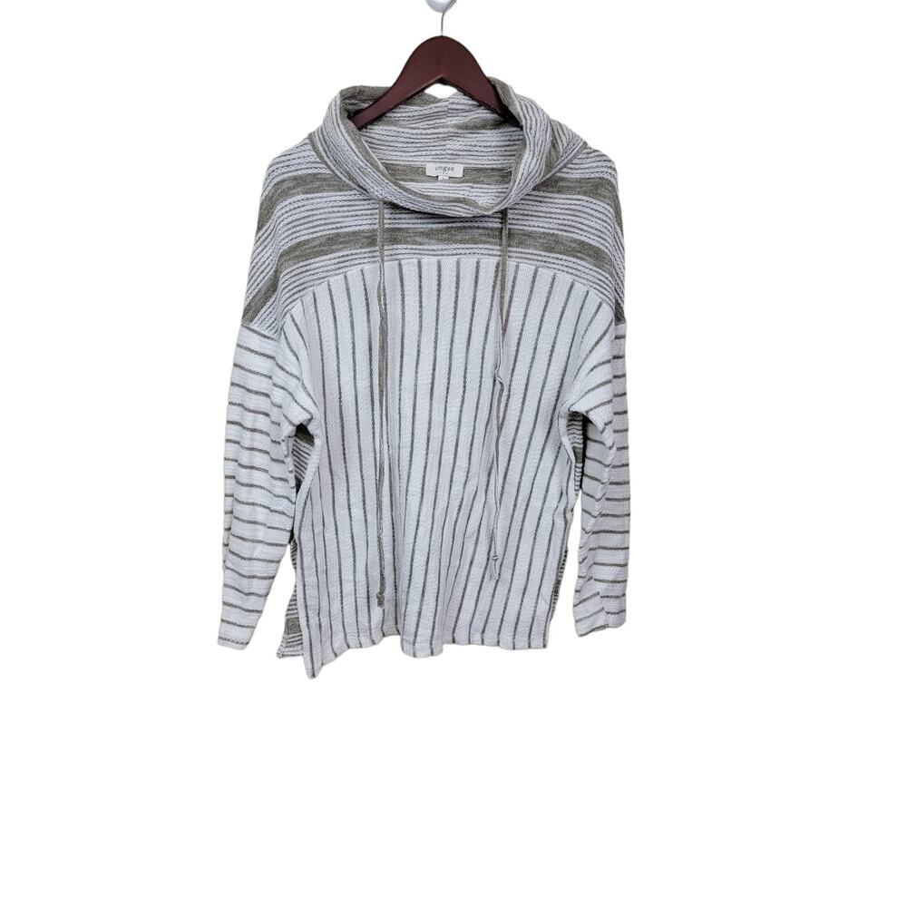 Umgee Funnel Neck Top Blouse Women's Size Small Top Long Sleeve Striped